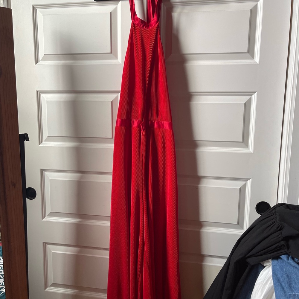 Elegant Red Halter Jumpsuit